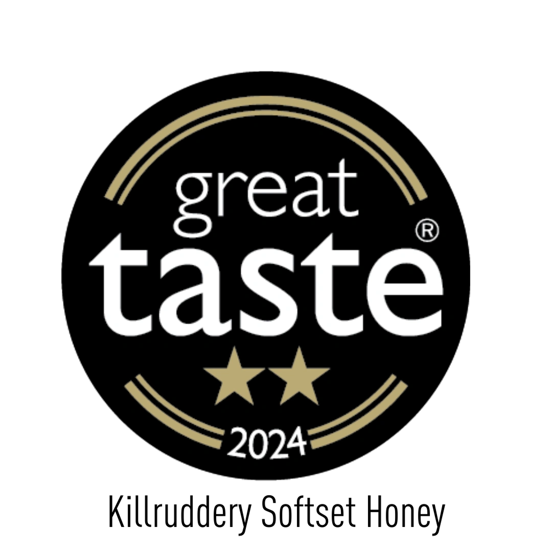 Great Taste Awards 2024 badge with two gold stars on a black background and the words "great taste" in white text, surrounded by partial gold circles.